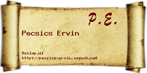 Pecsics Ervin névjegykártya