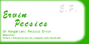 ervin pecsics business card